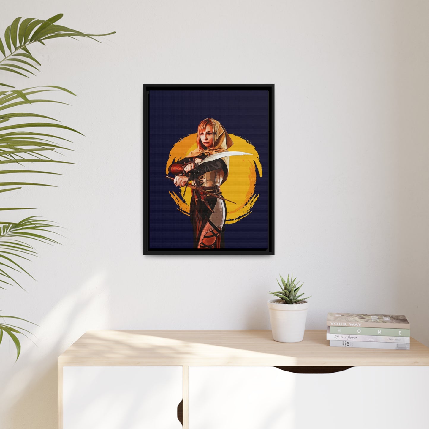 Cosplay Woman Warrior Matte Canvas, Black Frame