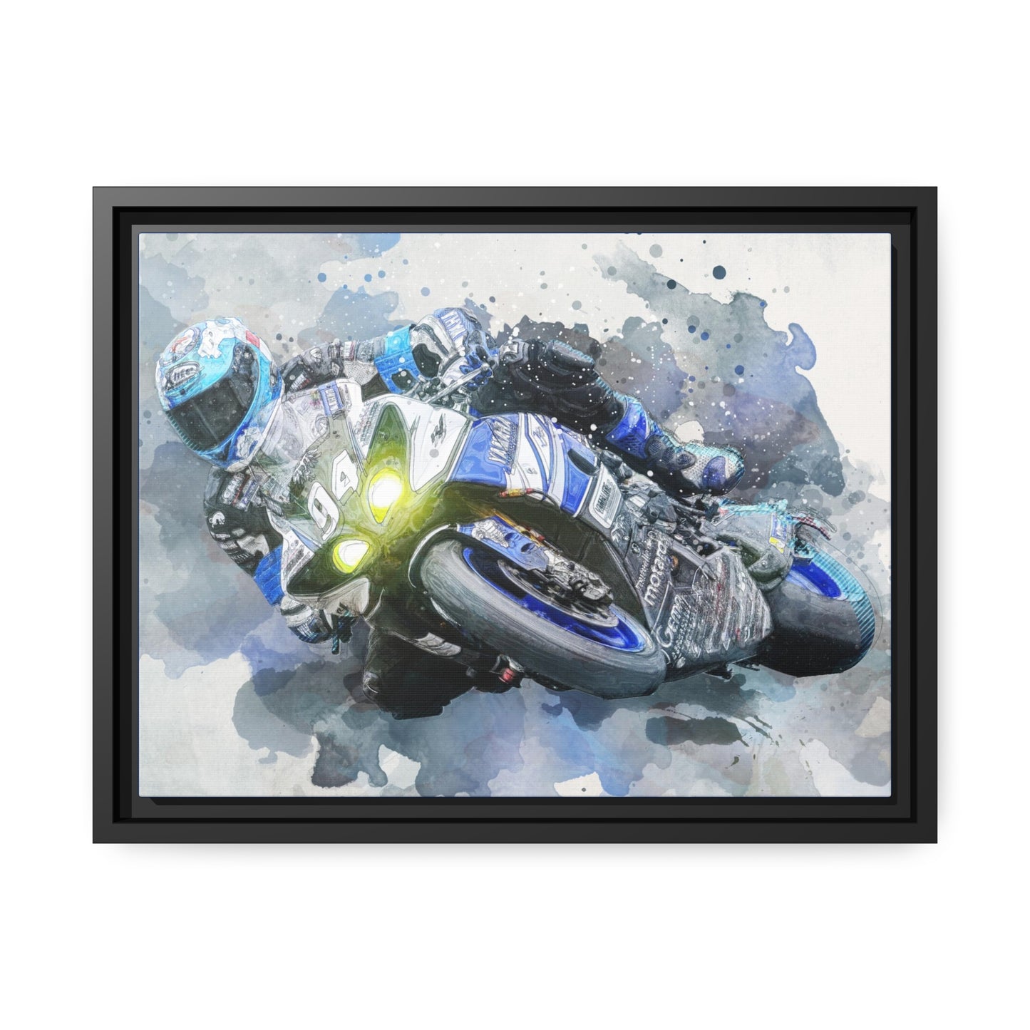 Motorcycle Race Matte Canvas, Black Frame