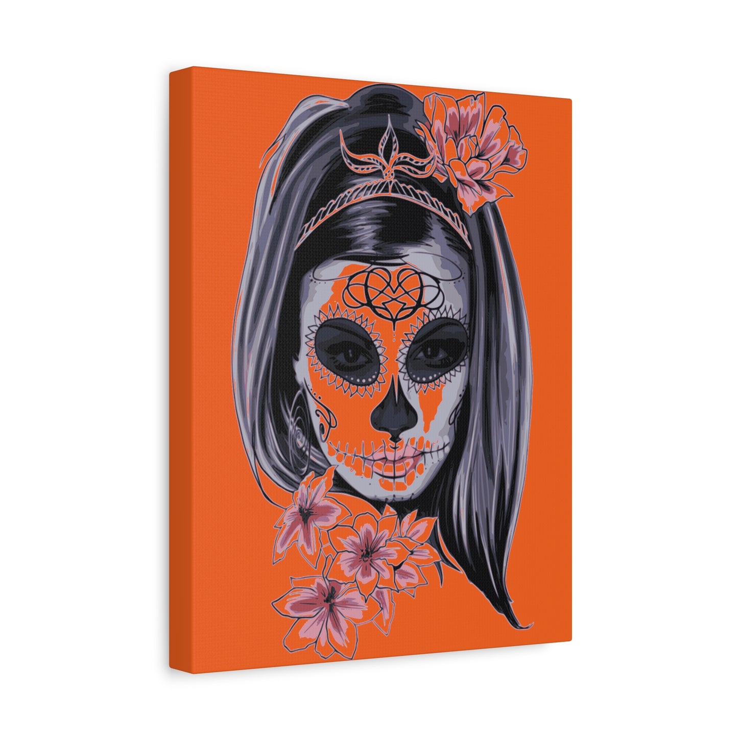 Lady Dead Mask Orange Matte Canvas, Stretched, 1.25"