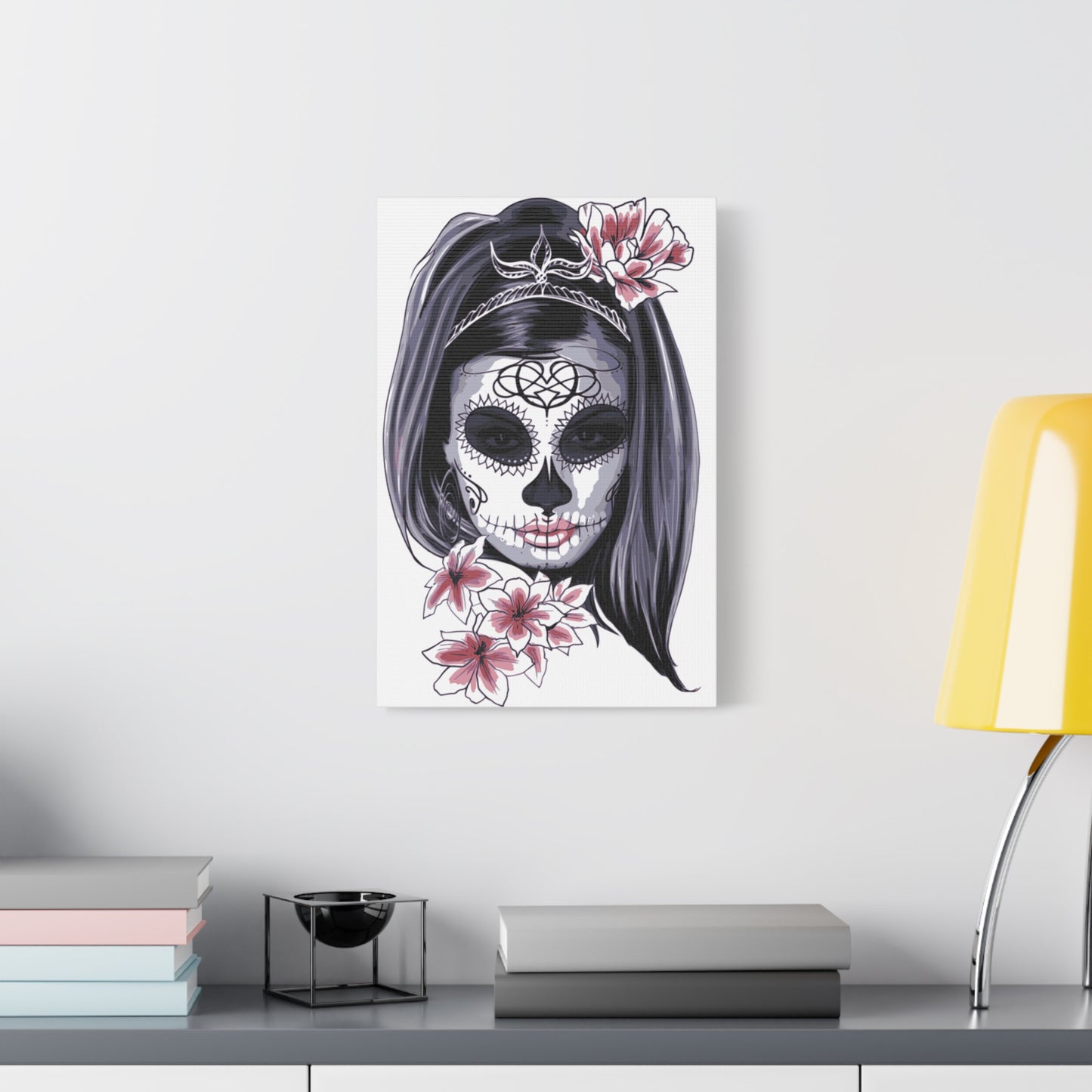 Lady Dead Mask White Matte Canvas, Stretched, 1.25"