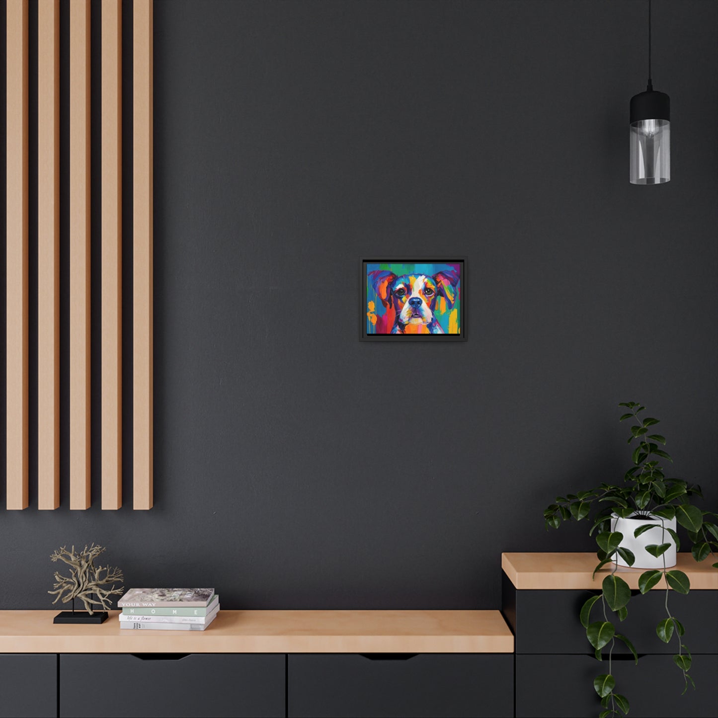 Dog AI Gen Matte Canvas, Black Frame