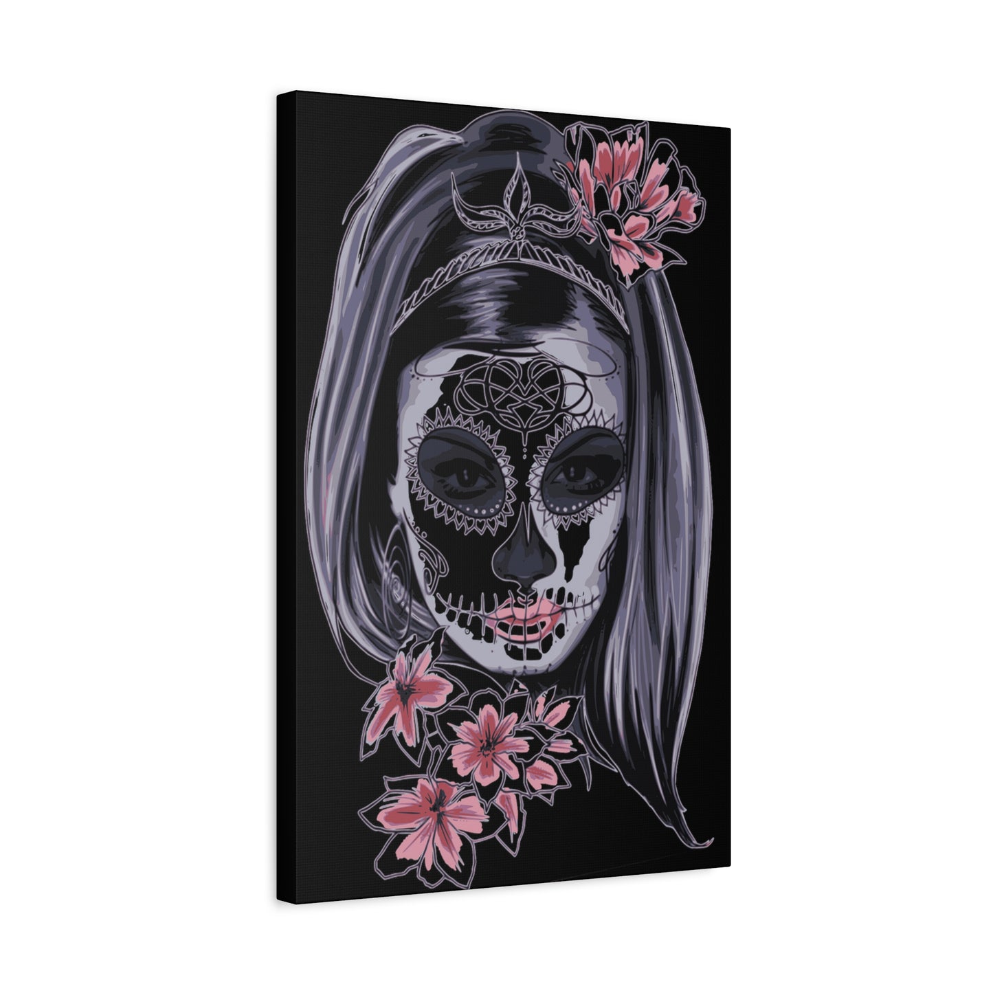 Lady Dead Mask Black Matte Canvas, Stretched, 1.25"