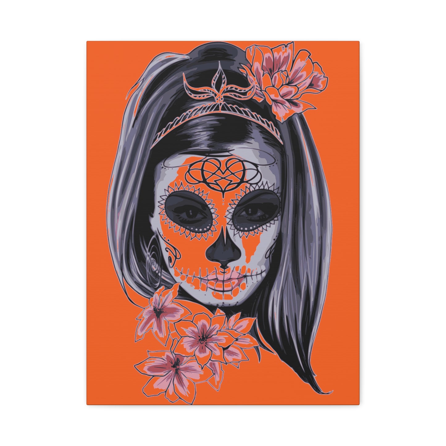 Lady Dead Mask Orange Matte Canvas, Stretched, 1.25"