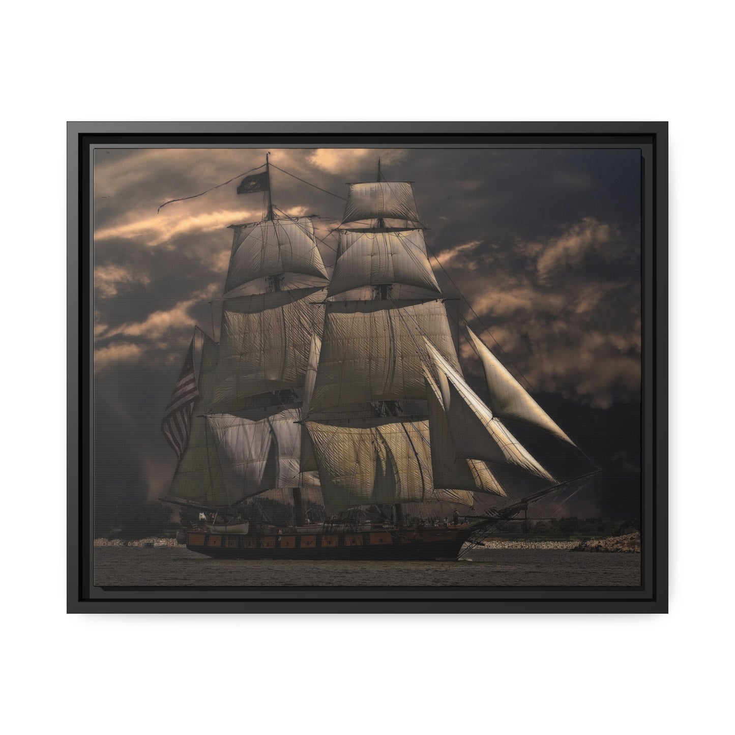 Sailing Ship Matte Canvas, Black Frame