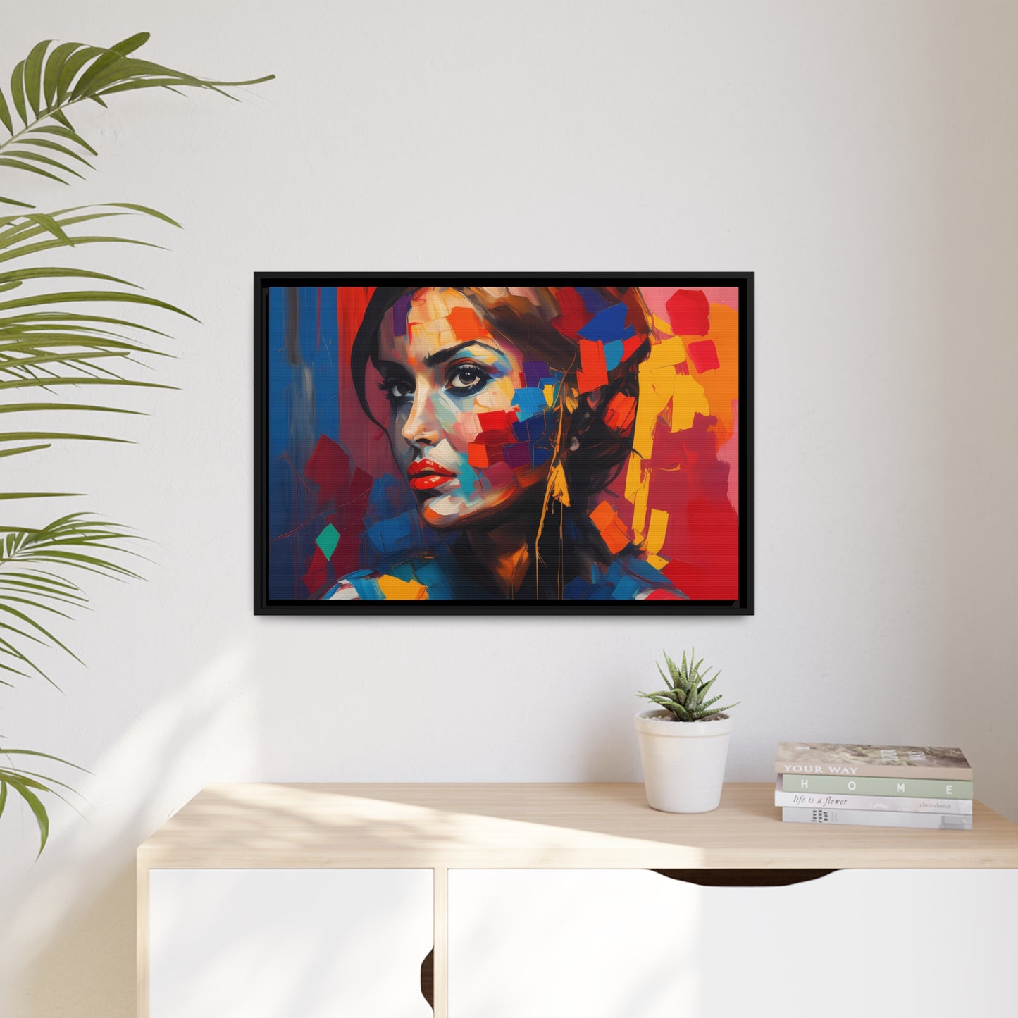 Woman AI Gen Matte Canvas, Black Frame