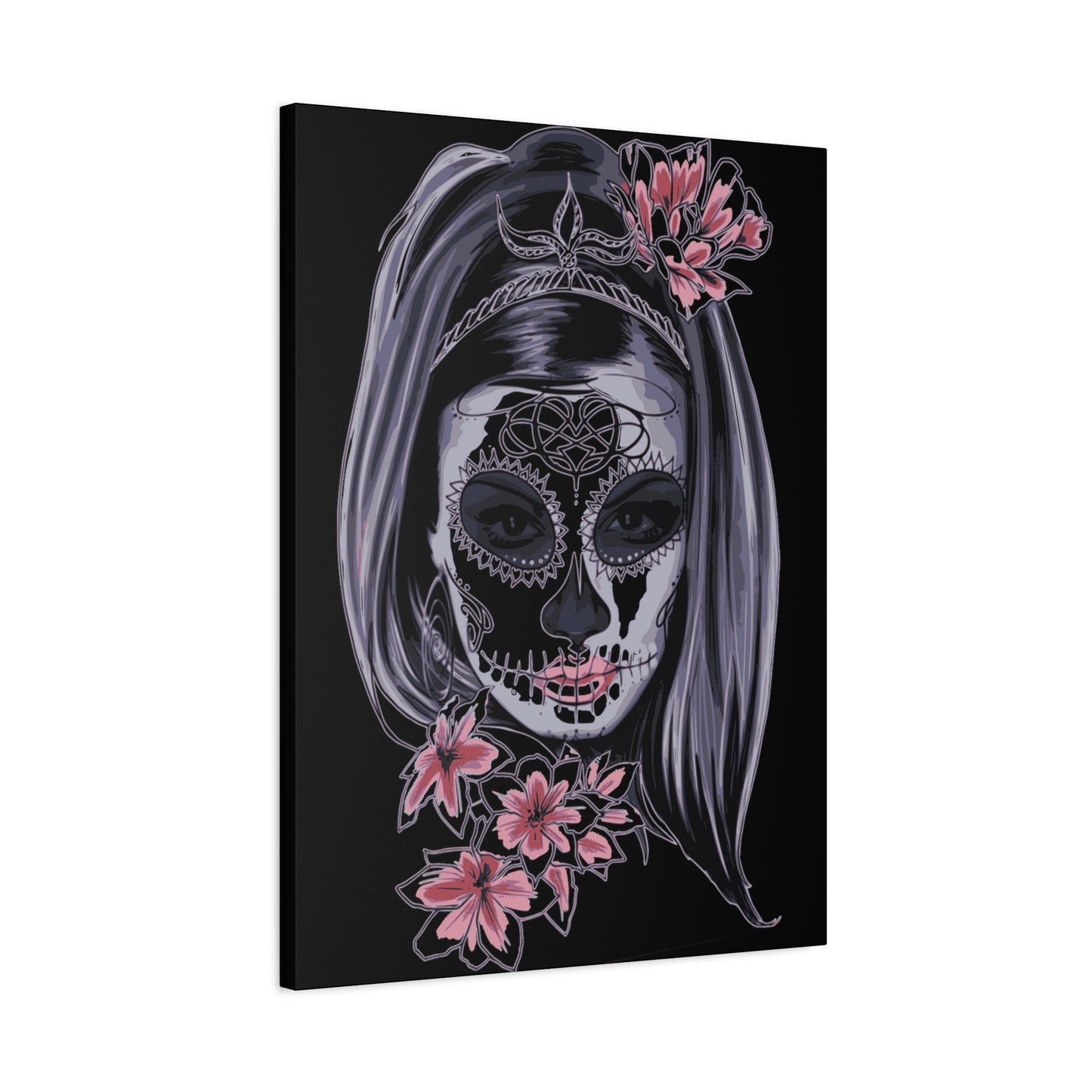 Lady Dead Mask Black Matte Canvas, Stretched, 1.25"