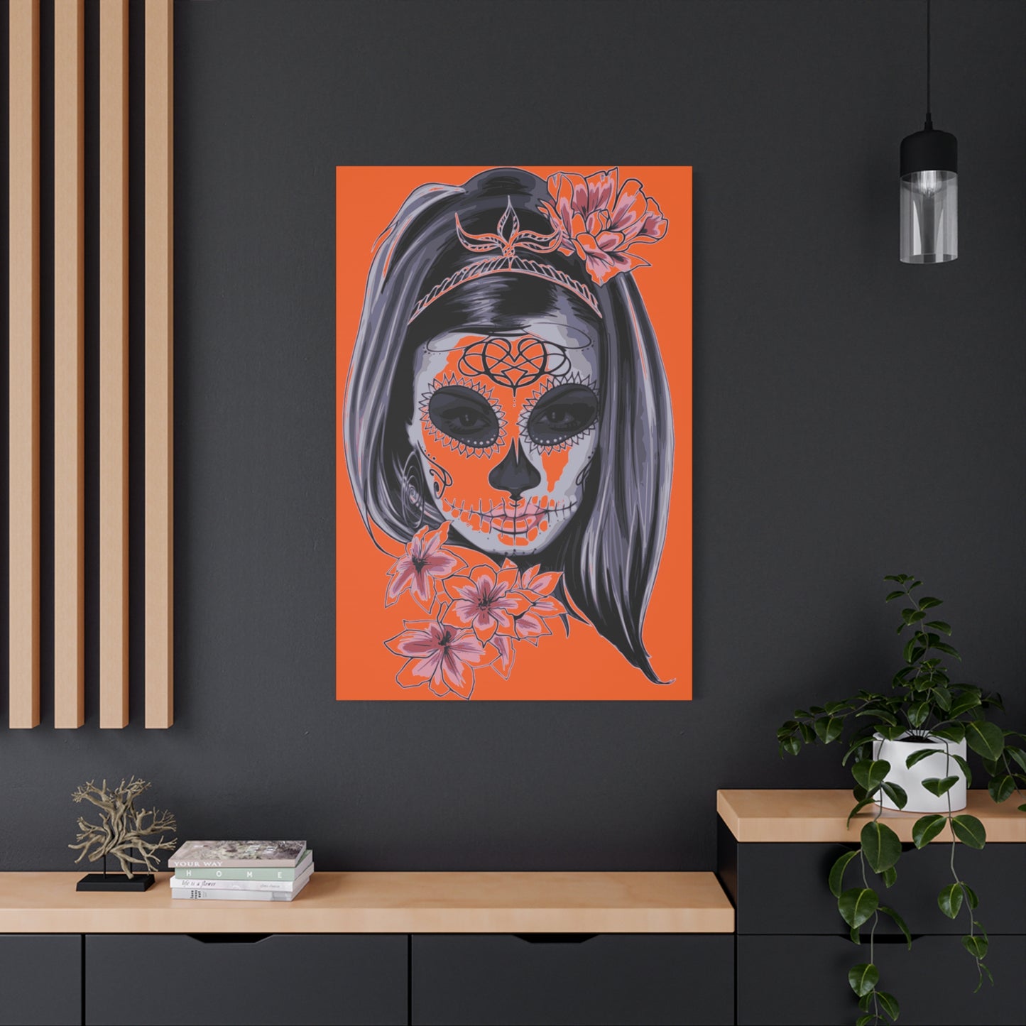 Lady Dead Mask Orange Matte Canvas, Stretched, 1.25"