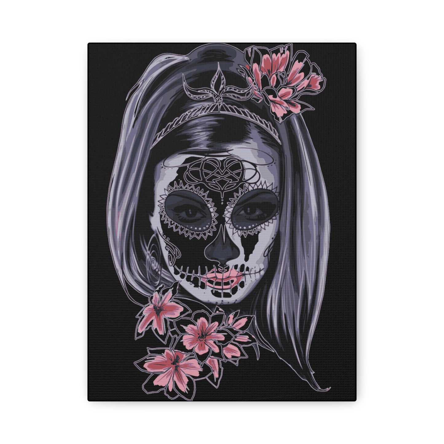 Lady Dead Mask Black Matte Canvas, Stretched, 1.25"