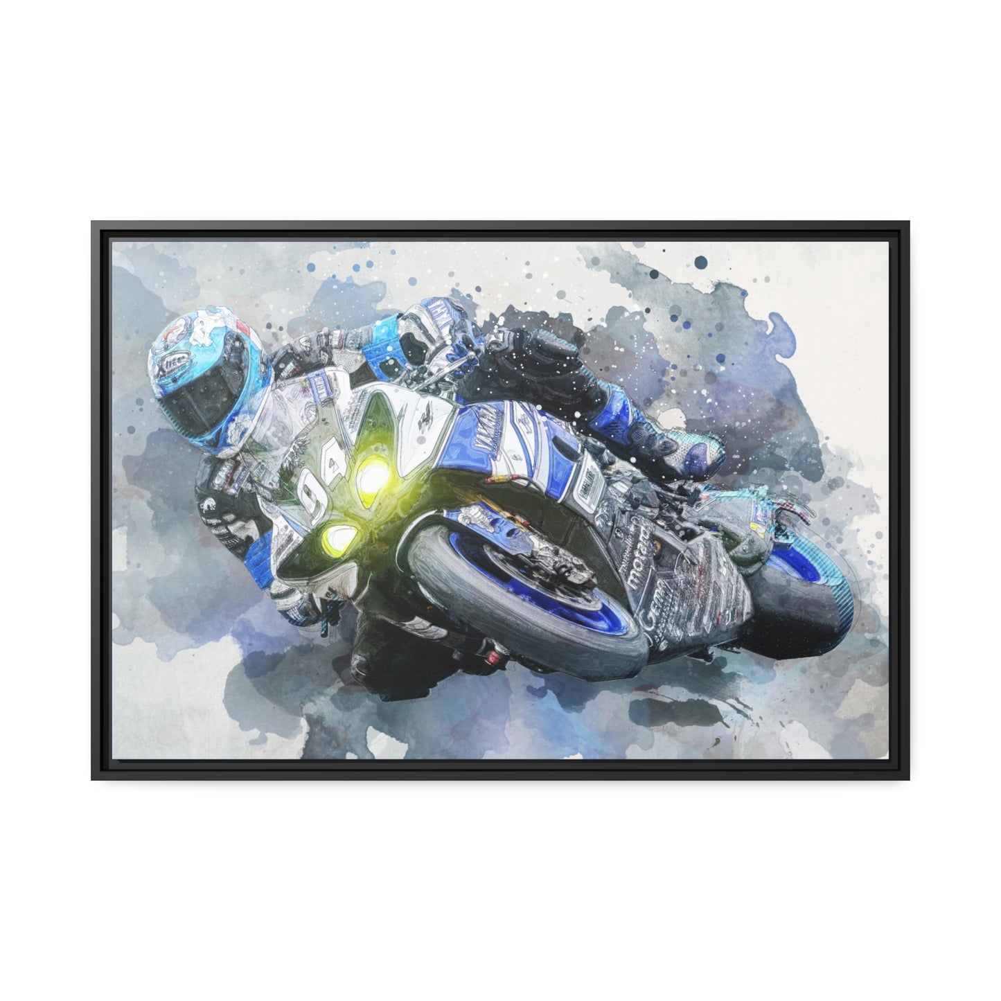 Motorcycle Race Matte Canvas, Black Frame
