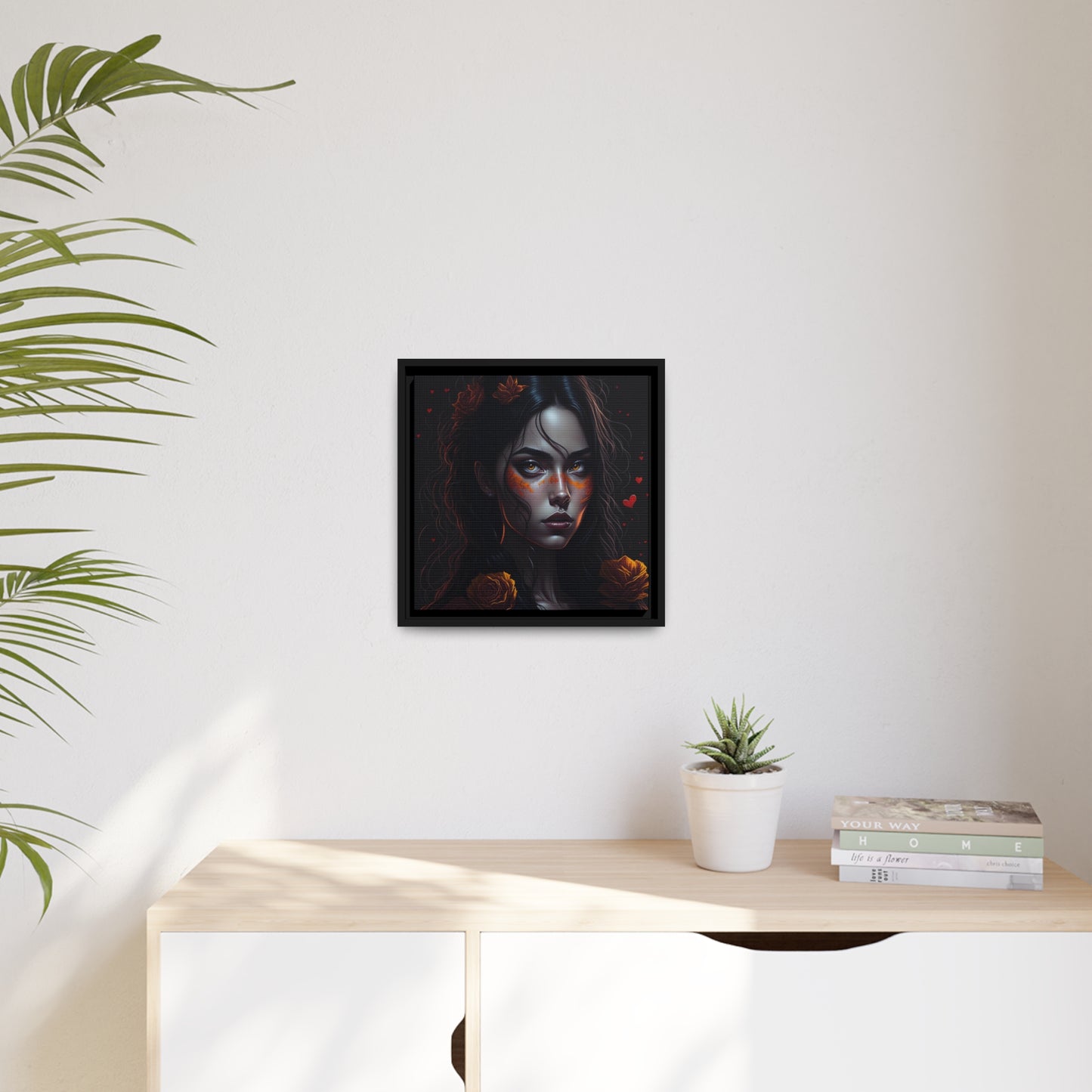 Woman AI Gen Matte Canvas, Black Frame