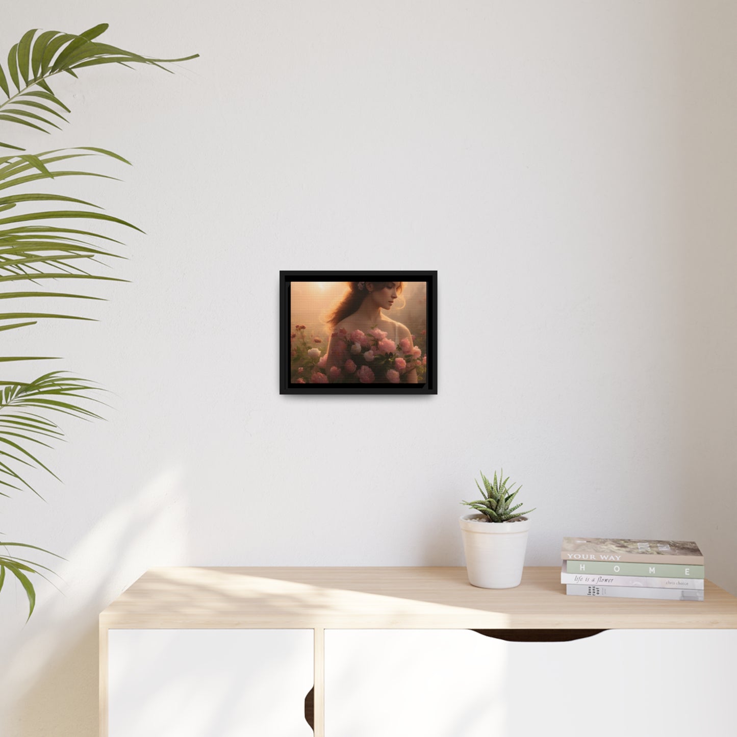 Women Roses Matte Canvas, Black Frame