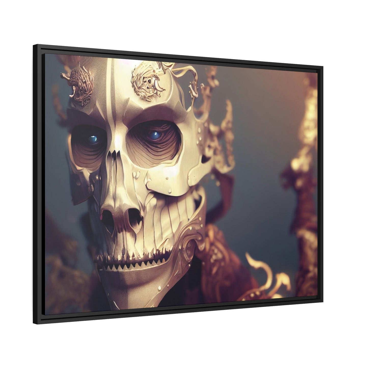 Skull AI Gen Matte Canvas, Black Frame