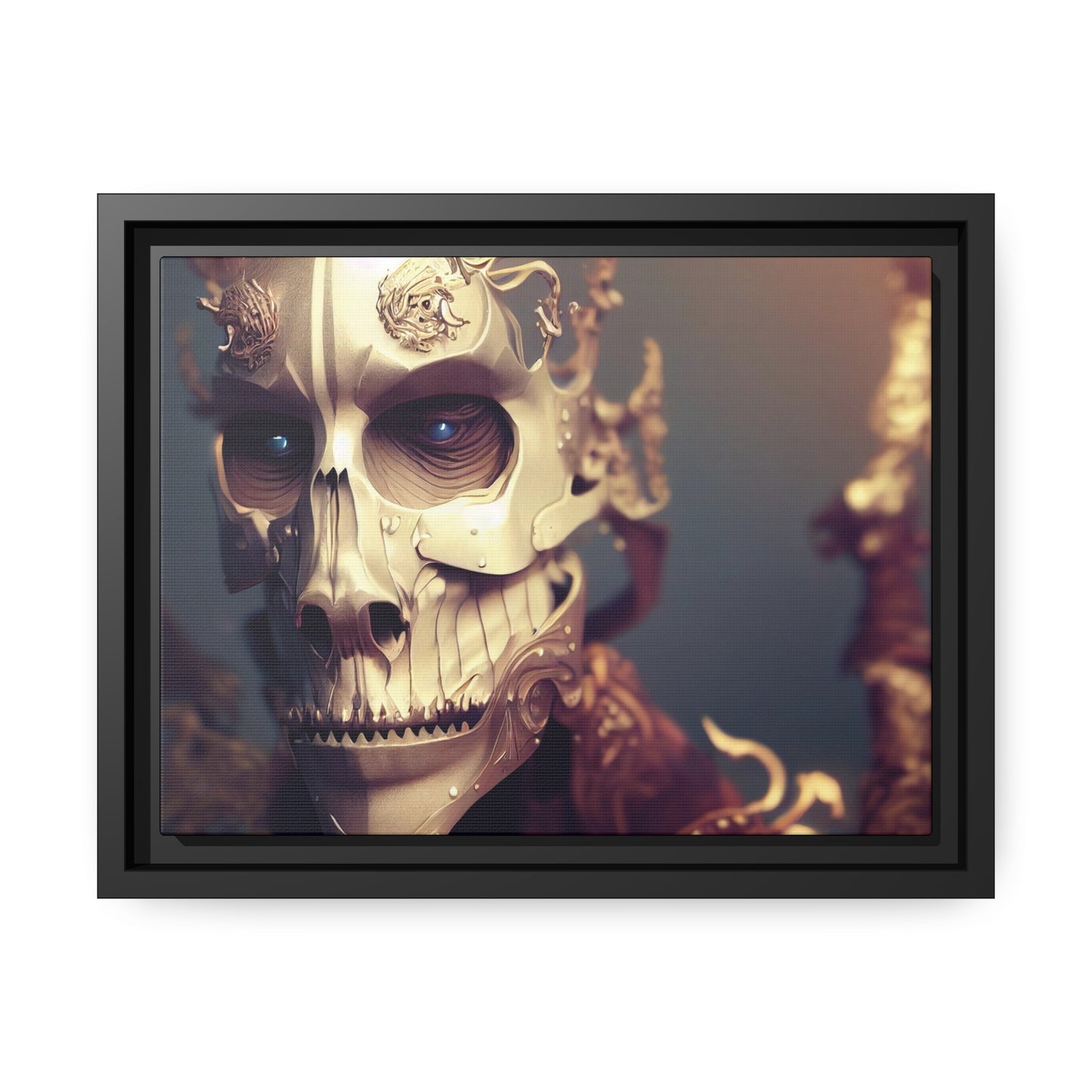 Skull AI Gen Matte Canvas, Black Frame