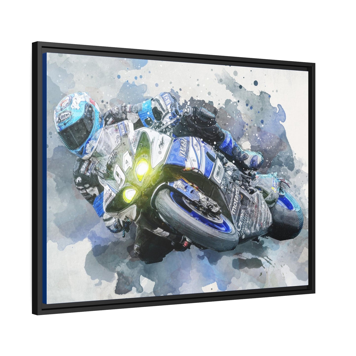 Motorcycle Race Matte Canvas, Black Frame