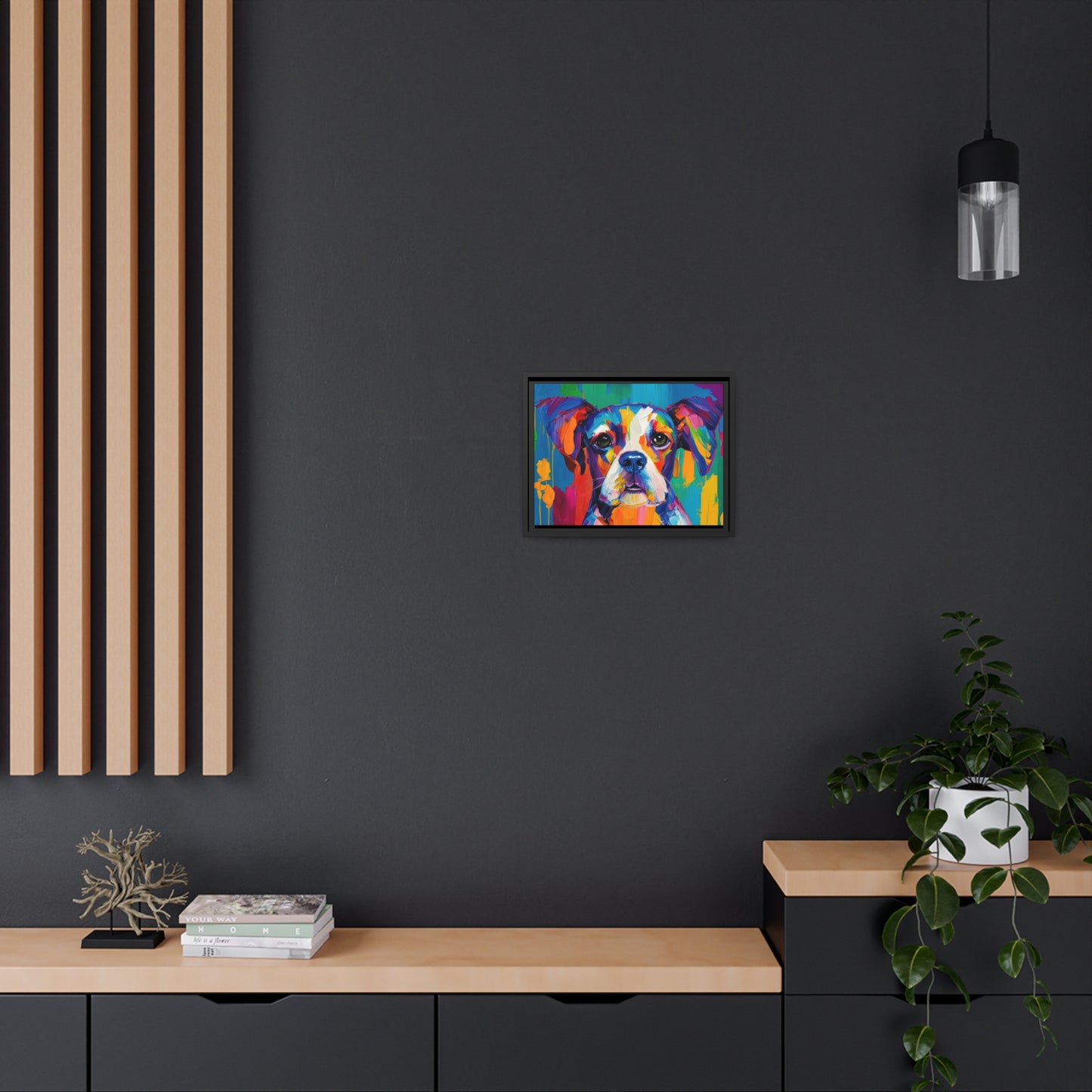 Dog AI Gen Matte Canvas, Black Frame