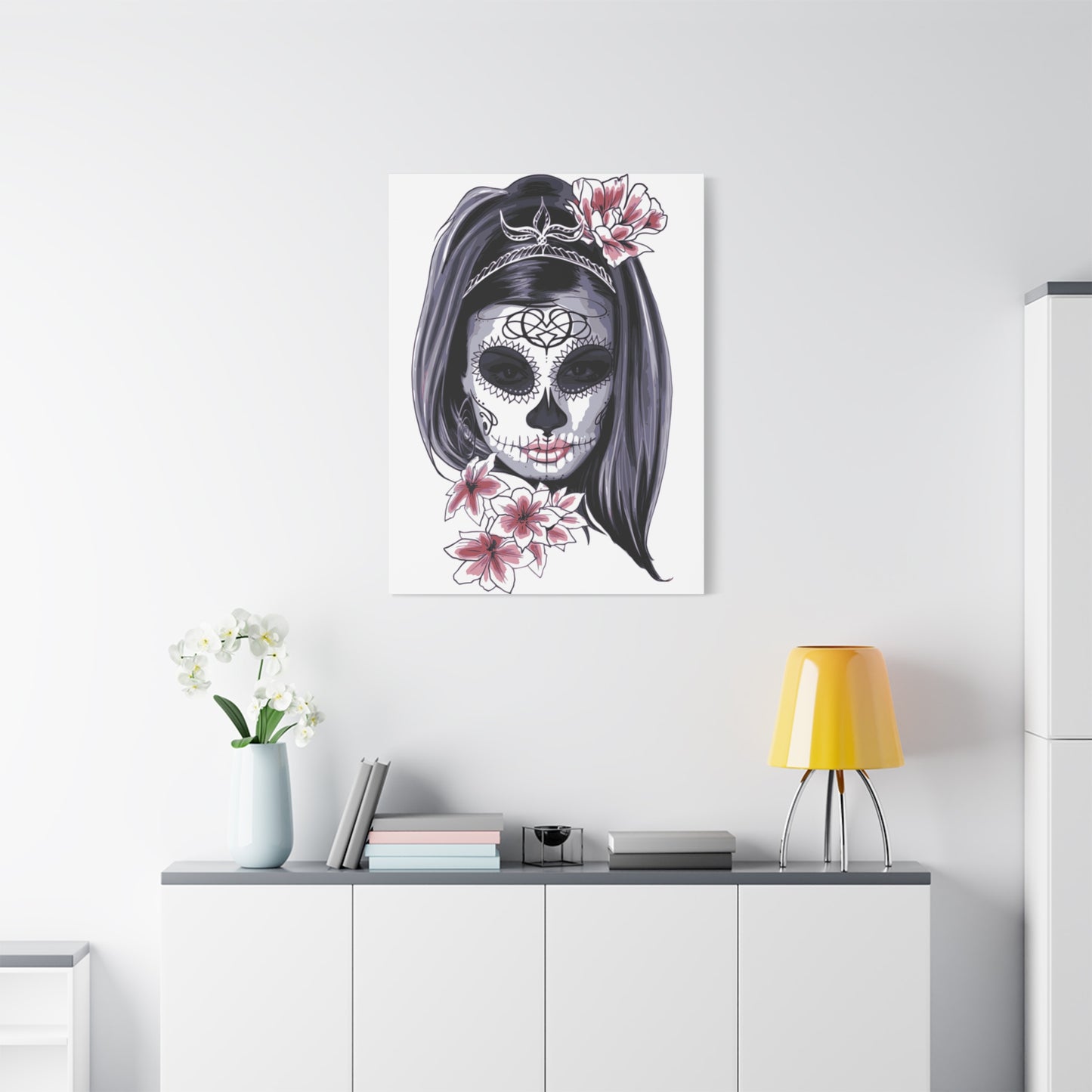 Lady Dead Mask White Matte Canvas, Stretched, 1.25"