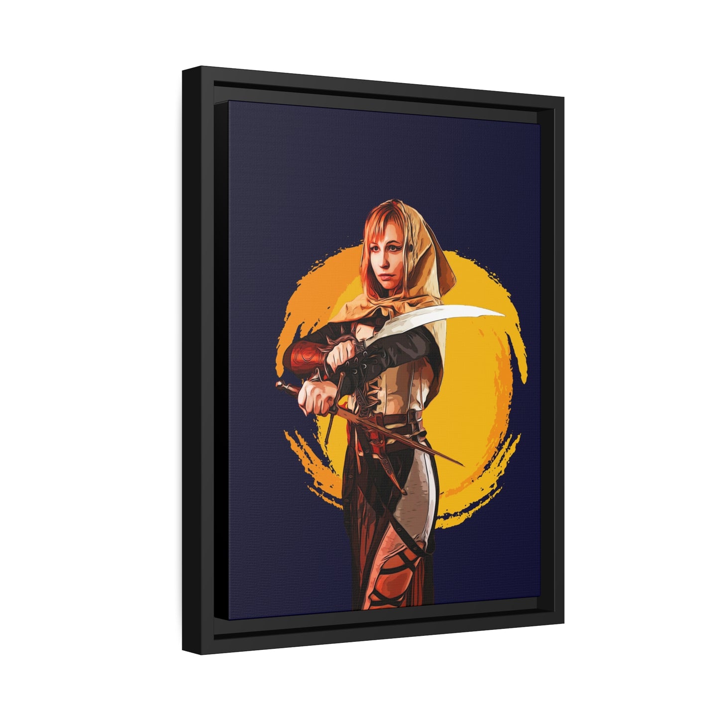 Cosplay Woman Warrior Matte Canvas, Black Frame