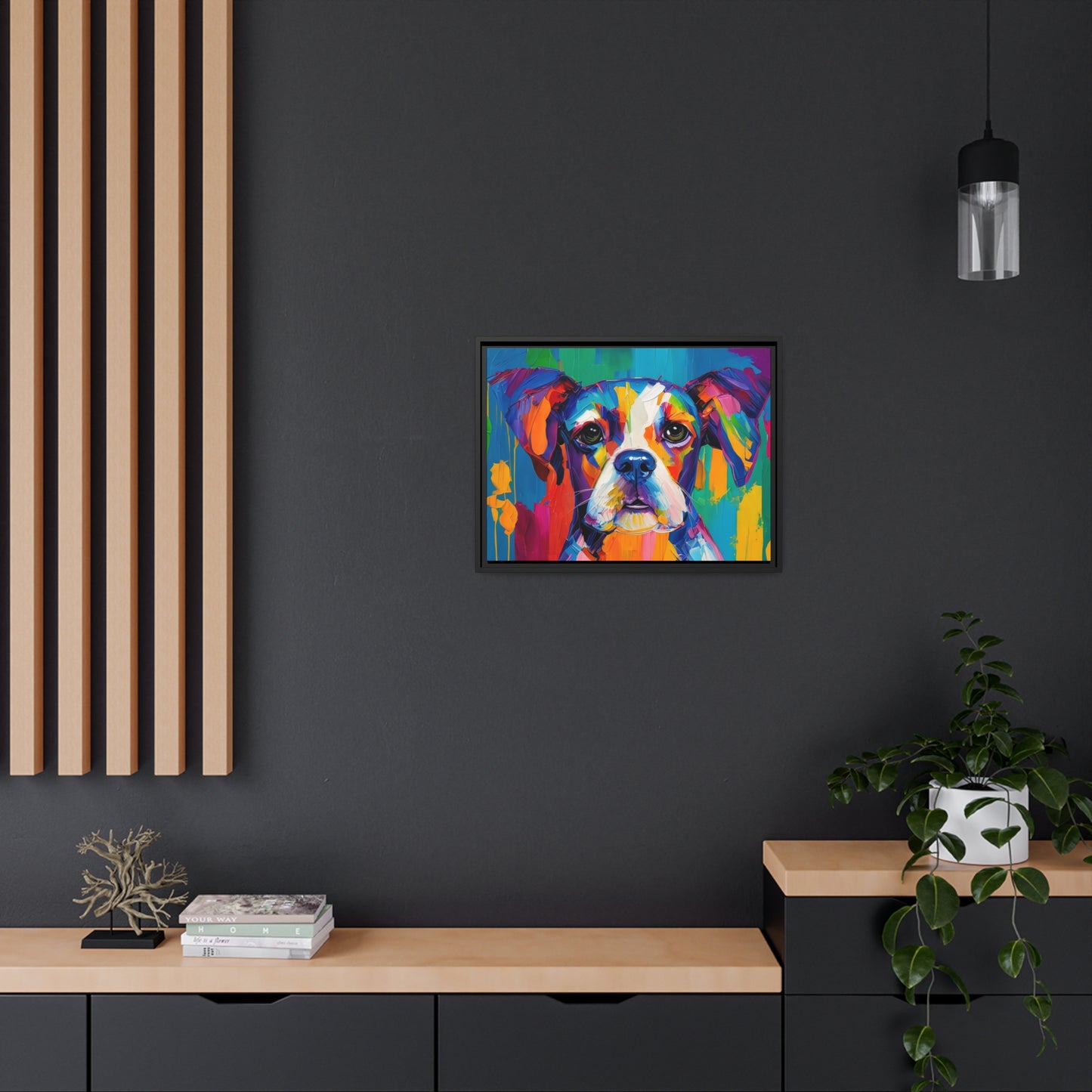 Dog AI Gen Matte Canvas, Black Frame