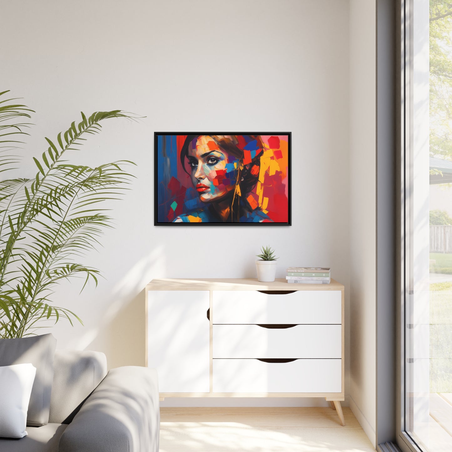 Woman AI Gen Matte Canvas, Black Frame