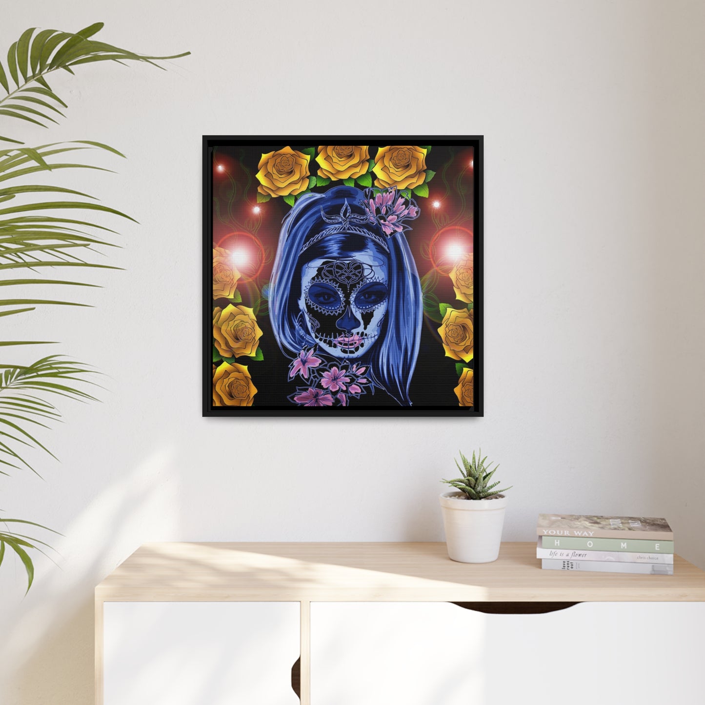 Day of the dead Matte Canvas, Black Frame