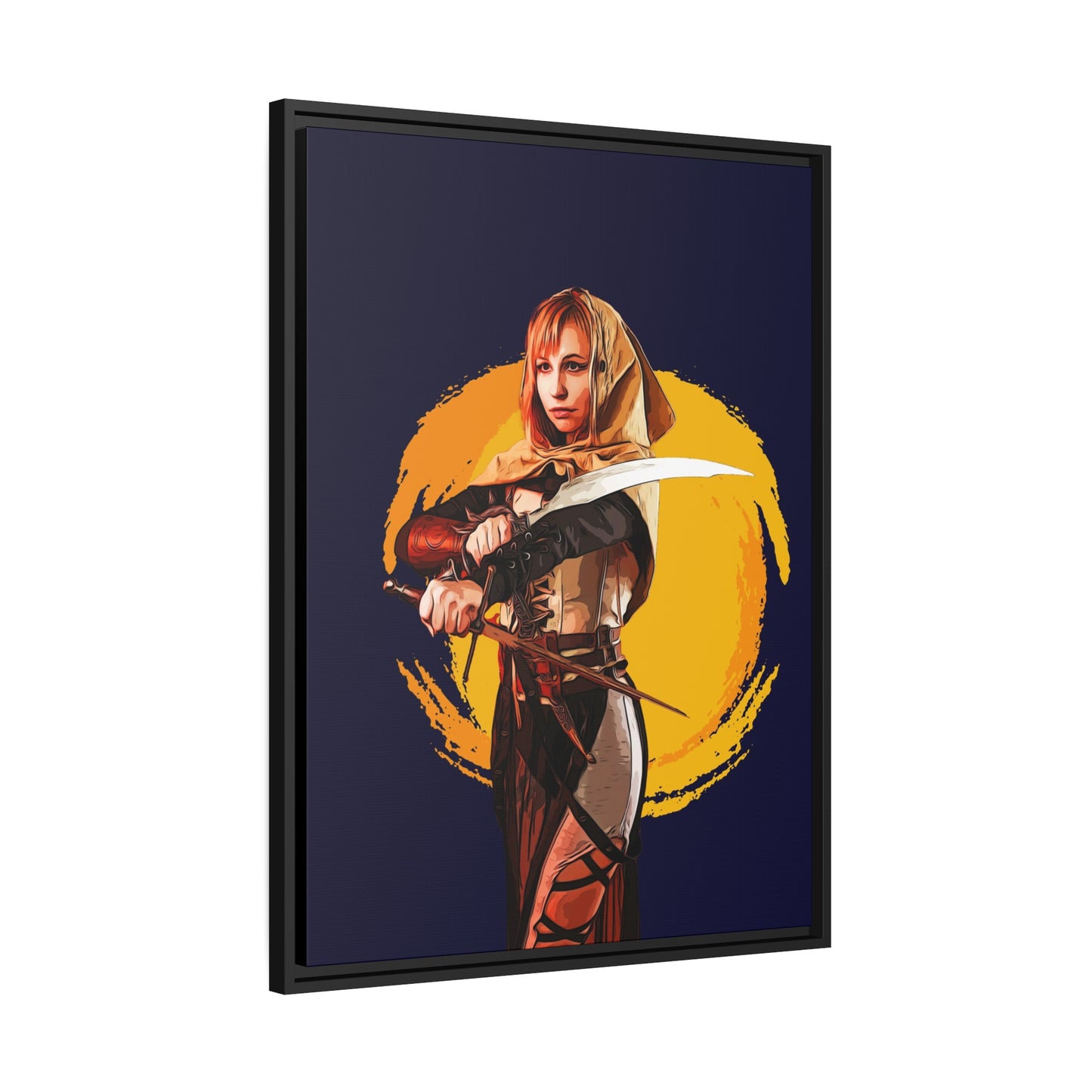 Cosplay Woman Warrior Matte Canvas, Black Frame
