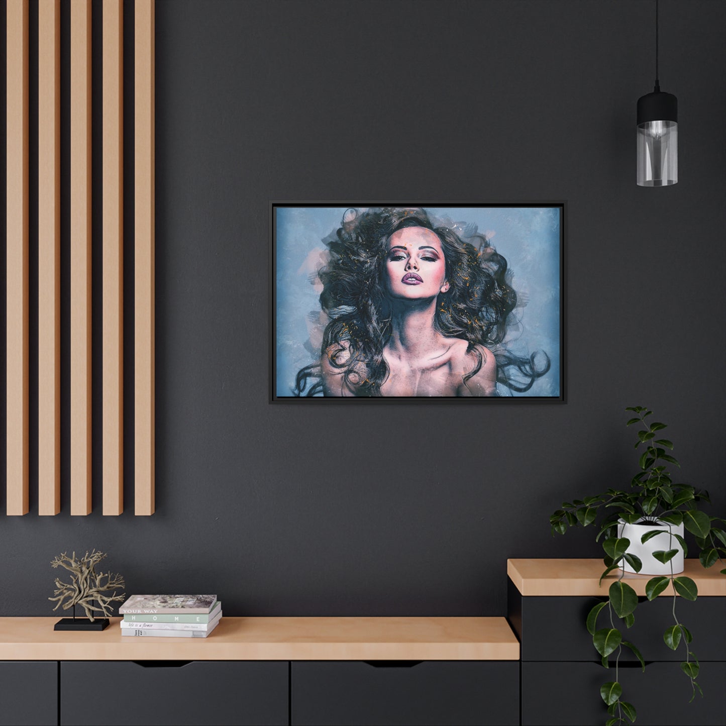 Woman Matte Canvas, Black Frame