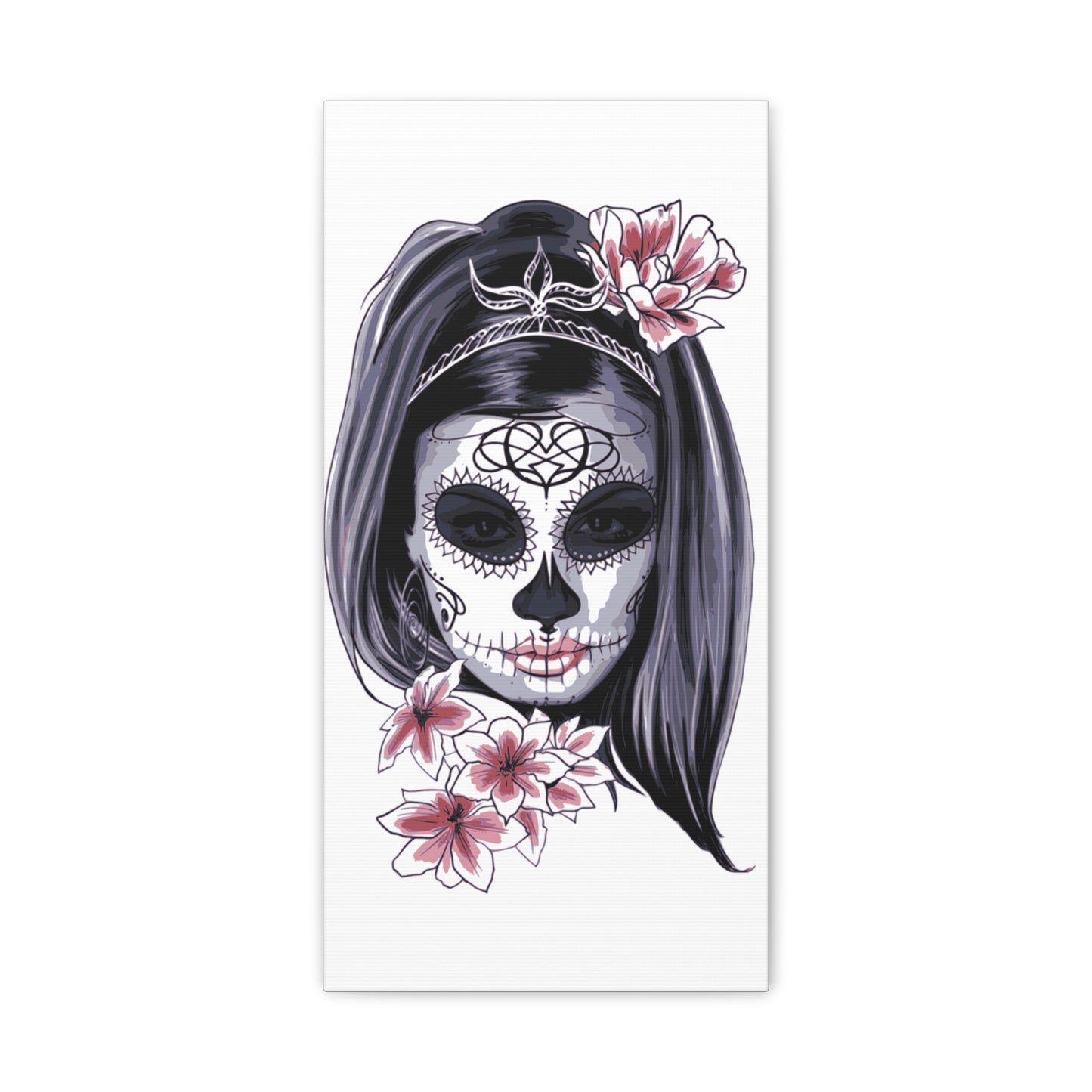 Lady Dead Mask White Matte Canvas, Stretched, 1.25"