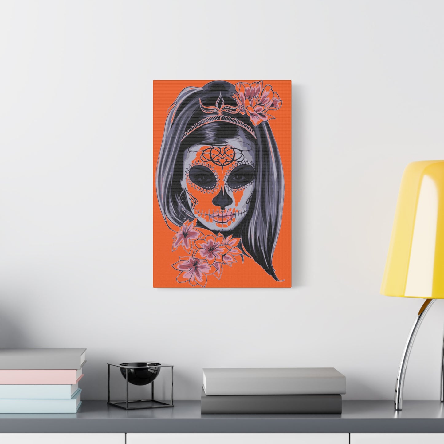 Lady Dead Mask Orange Matte Canvas, Stretched, 1.25"