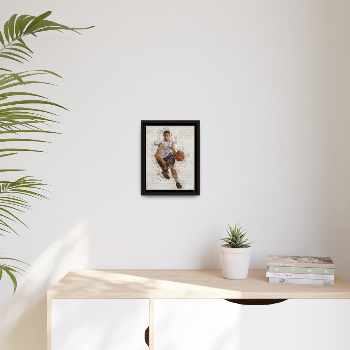 Basket Ball Matte Canvas, Black Frame