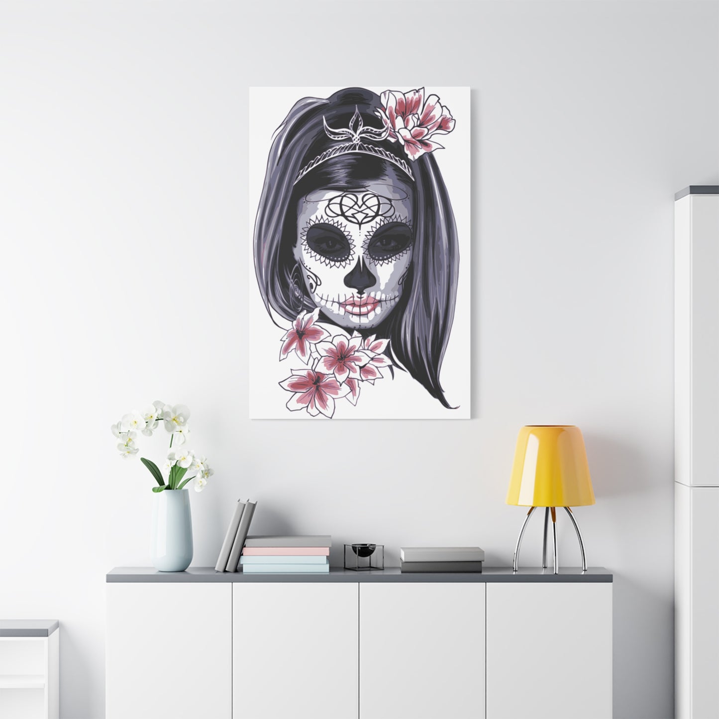 Lady Dead Mask White Matte Canvas, Stretched, 1.25"