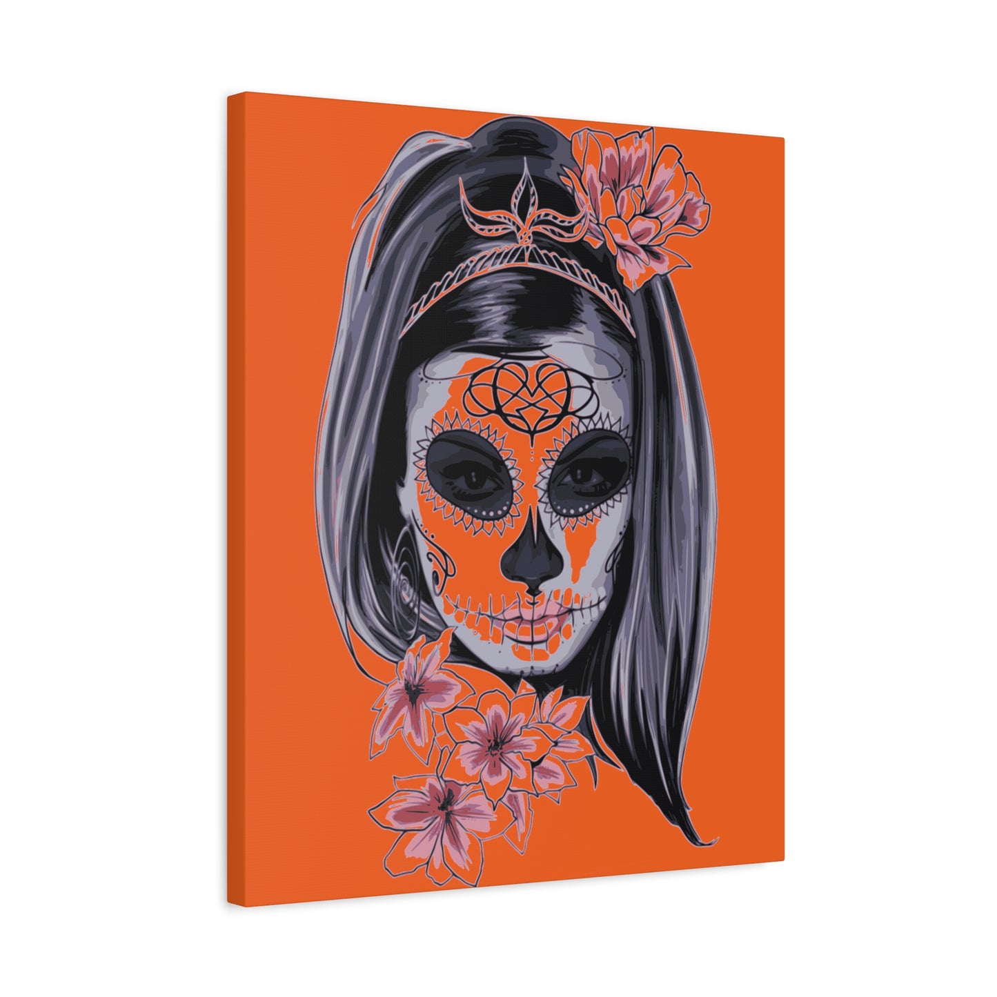 Lady Dead Mask Orange Matte Canvas, Stretched, 1.25"