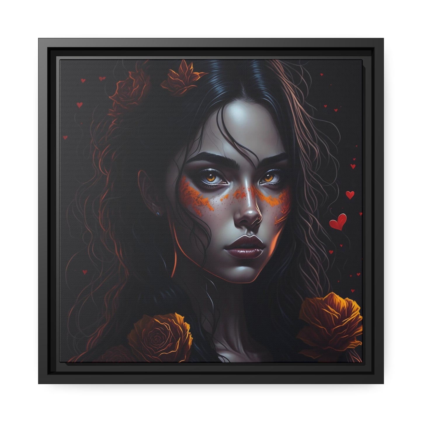 Woman AI Gen Matte Canvas, Black Frame