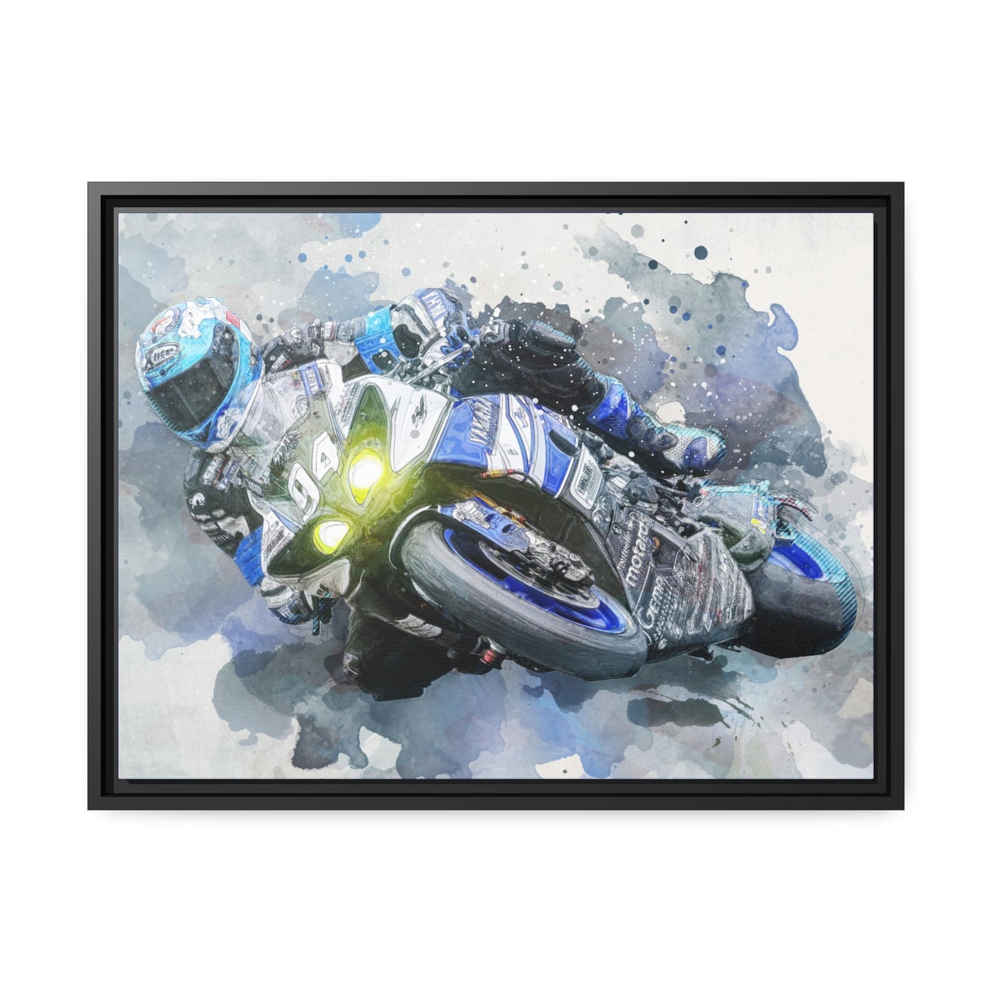Motorcycle Race Matte Canvas, Black Frame