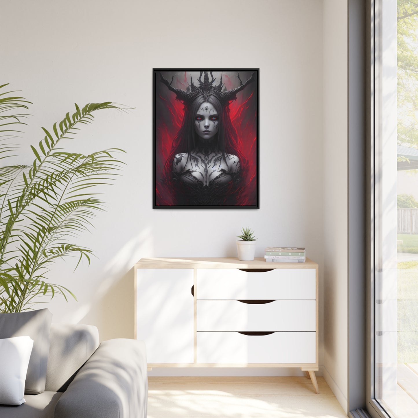 Woman Shaman Matte Canvas, Black Frame