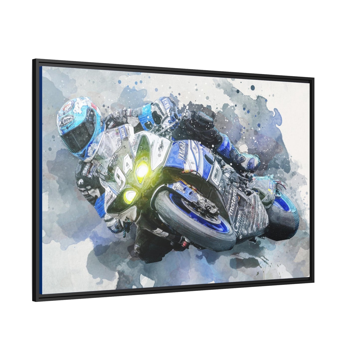 Motorcycle Race Matte Canvas, Black Frame