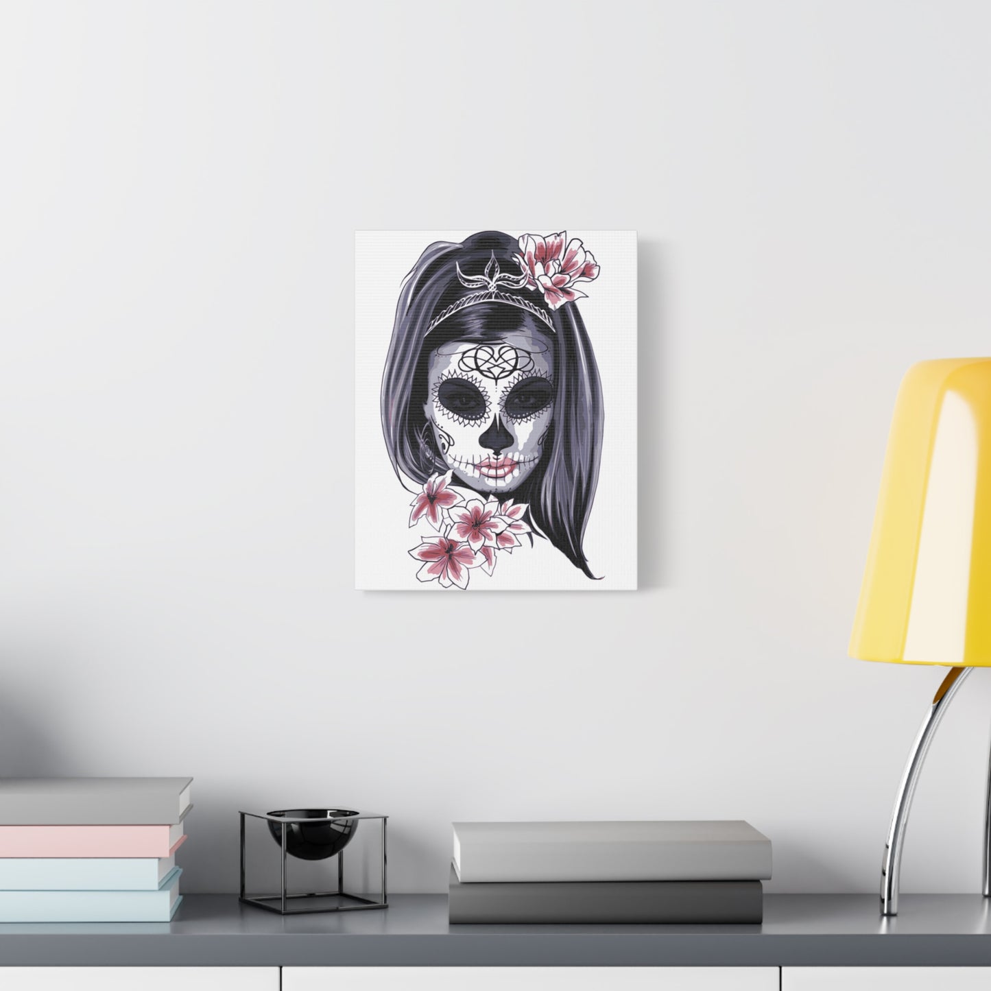 Lady Dead Mask White Matte Canvas, Stretched, 1.25"