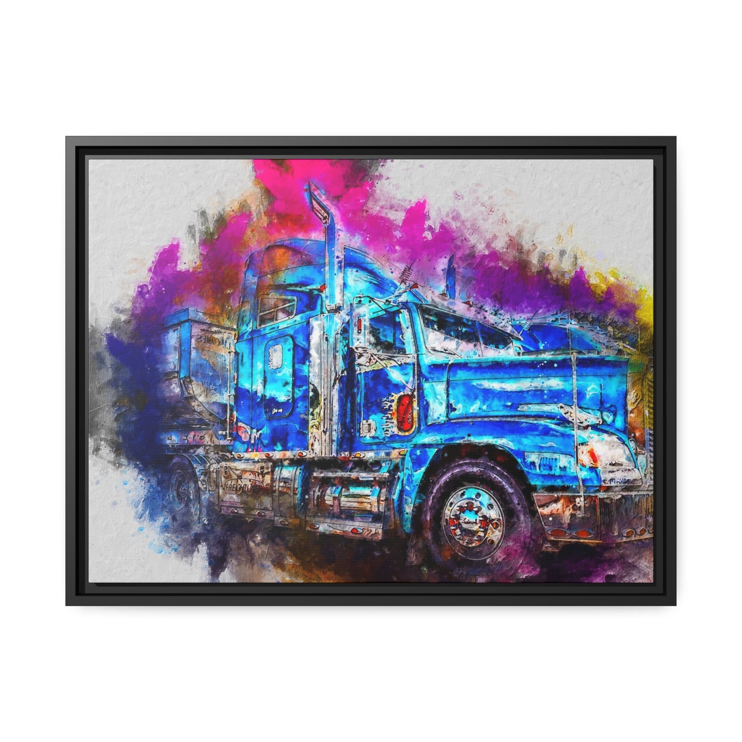 Truck AI Gen Matte Canvas, Black Frame