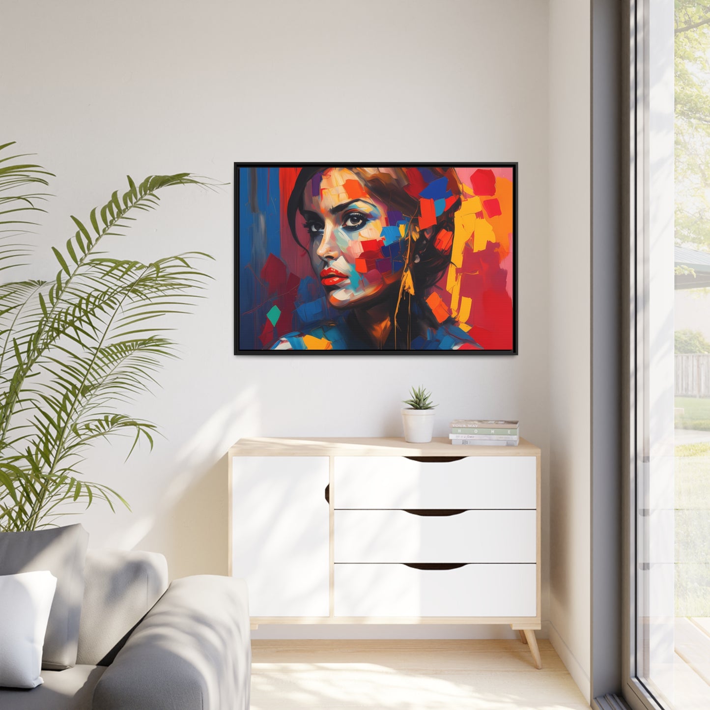 Woman AI Gen Matte Canvas, Black Frame