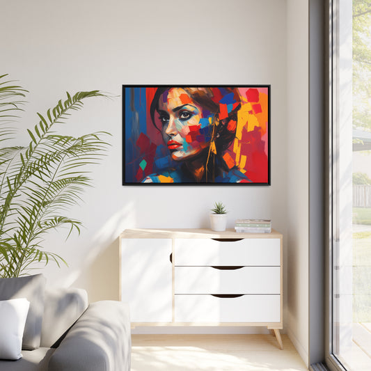 Woman AI Gen Matte Canvas, Black Frame