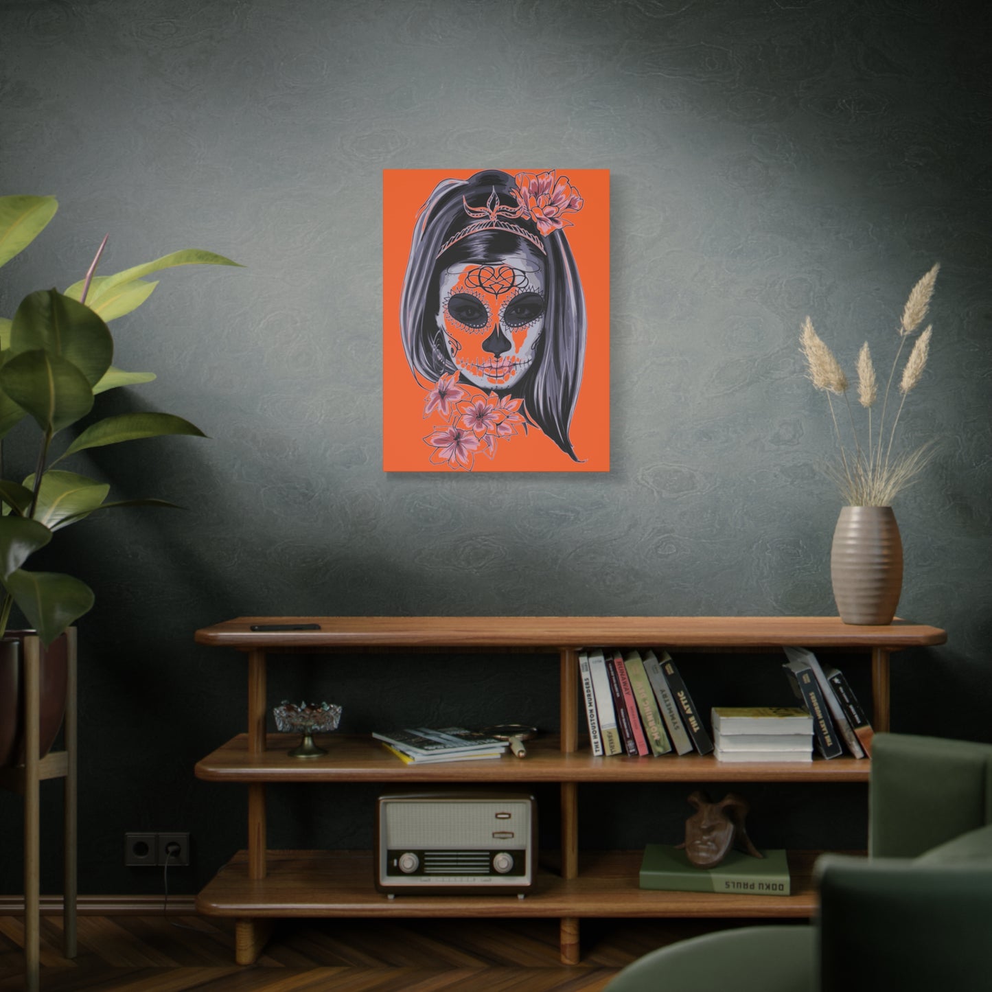 Lady Dead Mask Orange Matte Canvas, Stretched, 1.25"