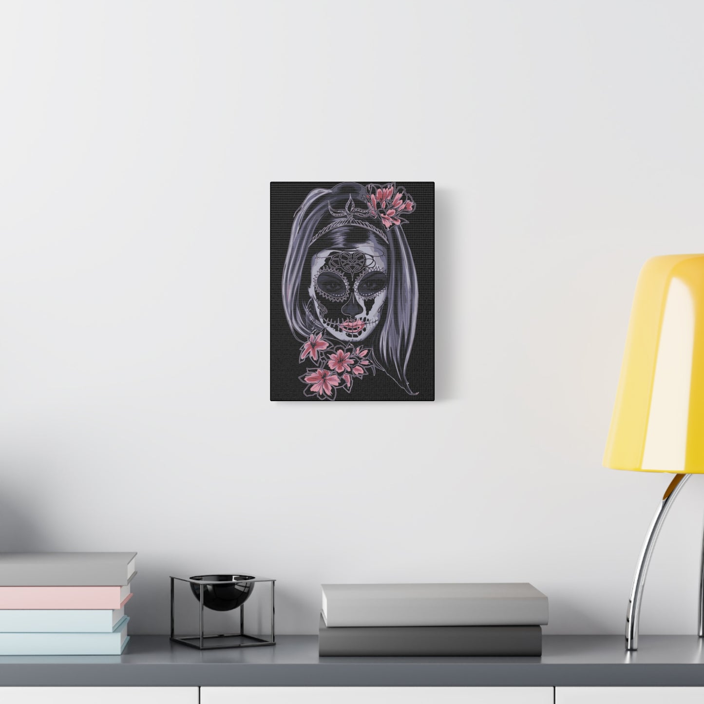 Lady Dead Mask Black Matte Canvas, Stretched, 1.25"