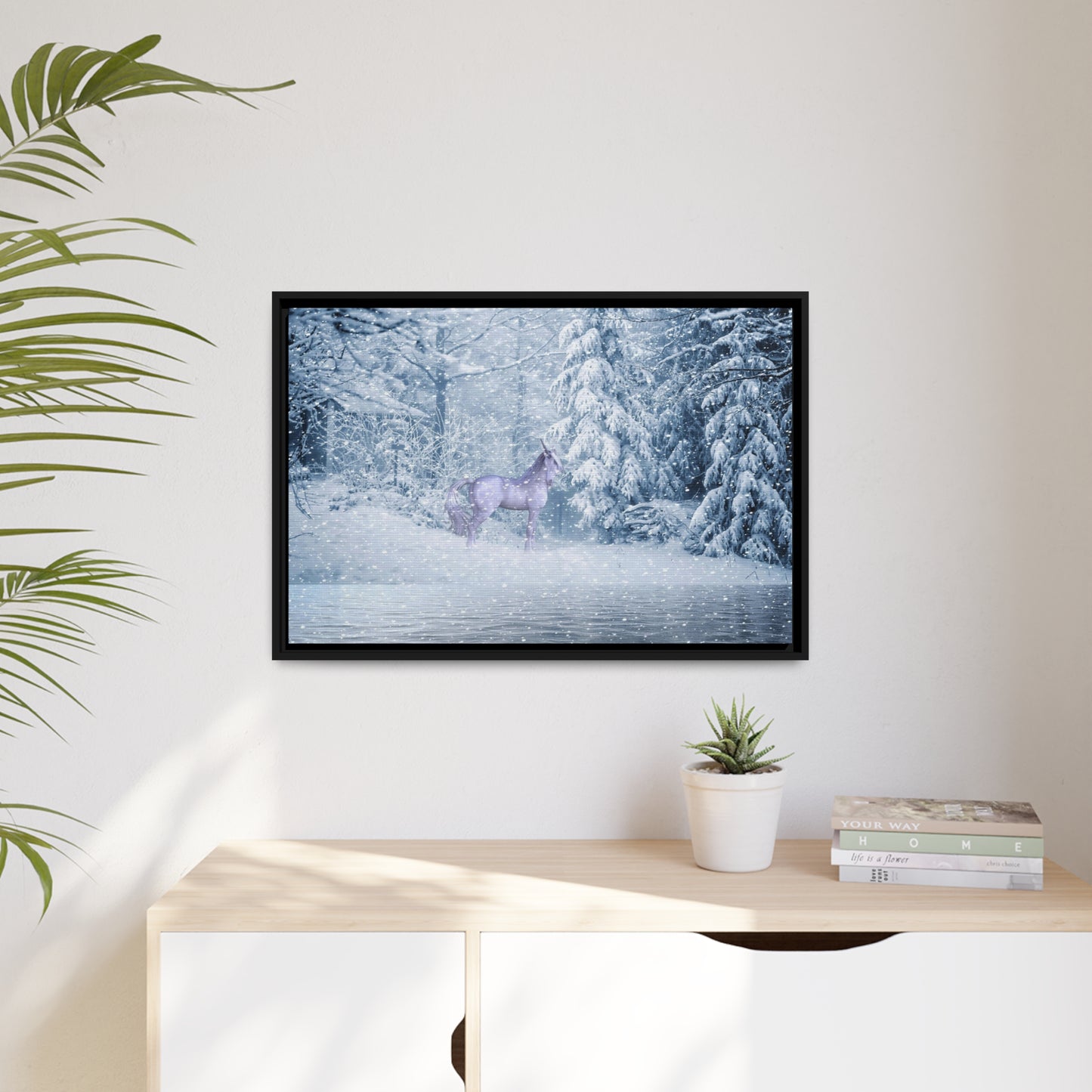 Mystic Unicorn Matte Canvas, Black Frame