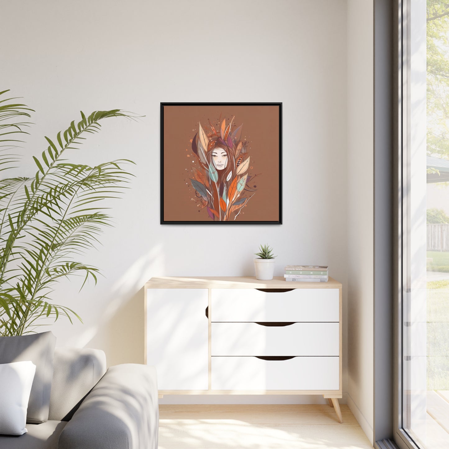 Women Flowers Matte Canvas, Black Frame