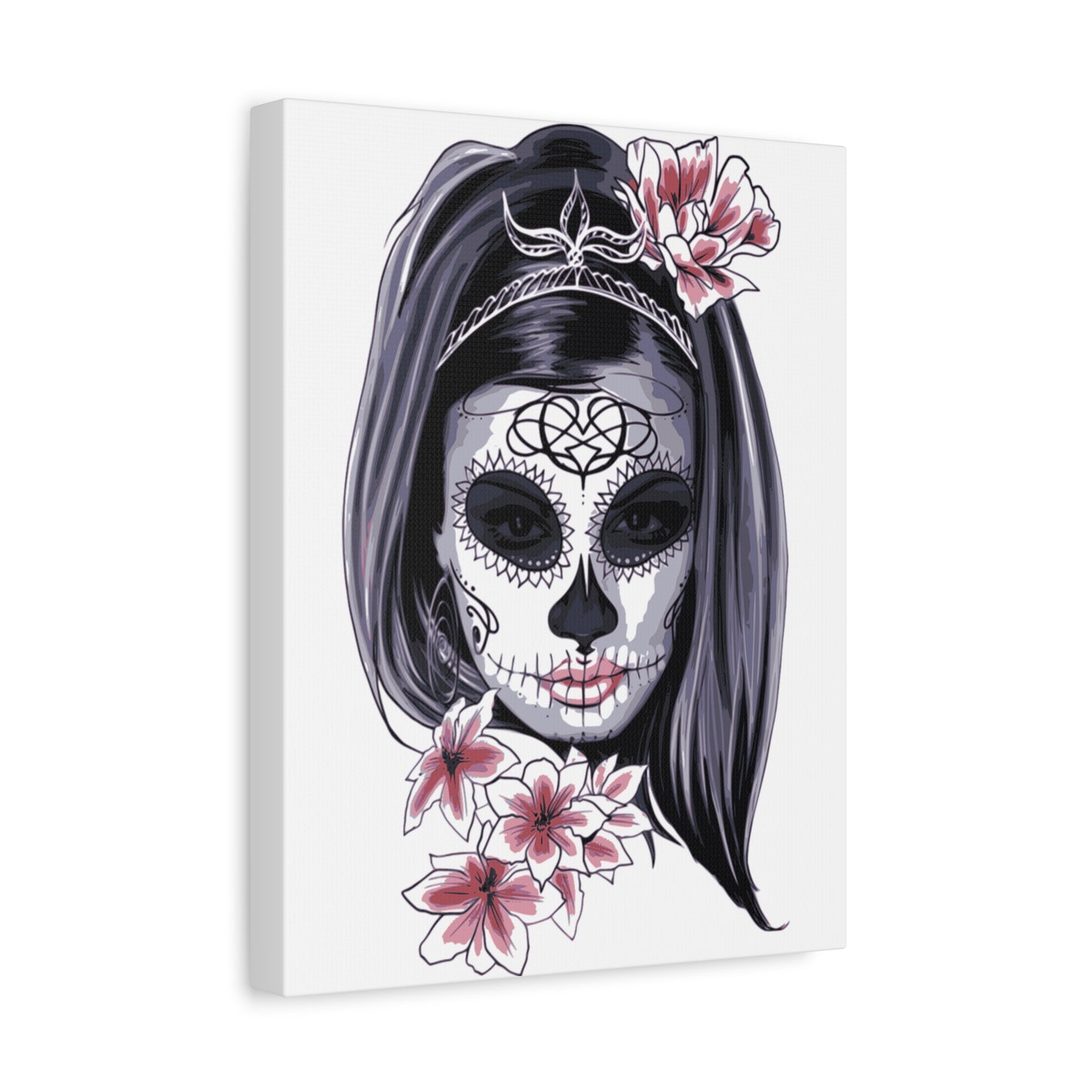Lady Dead Mask White Matte Canvas, Stretched, 1.25"