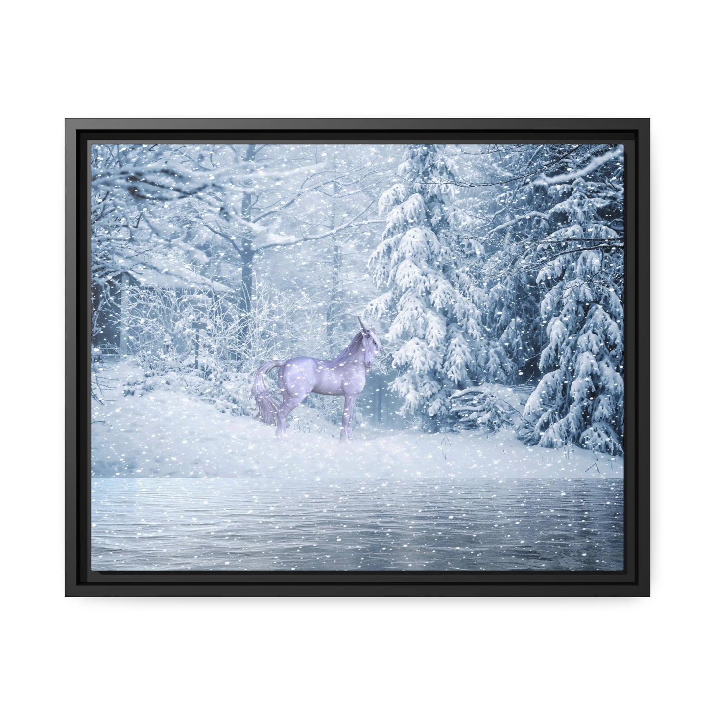 Mystic Unicorn Matte Canvas, Black Frame