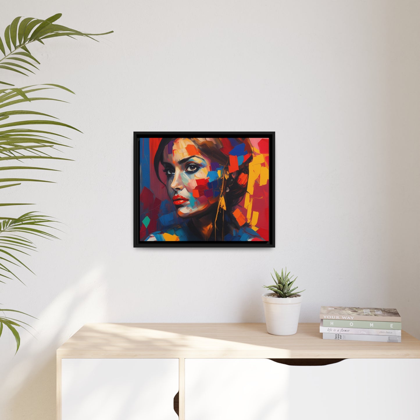 Woman AI Gen Matte Canvas, Black Frame