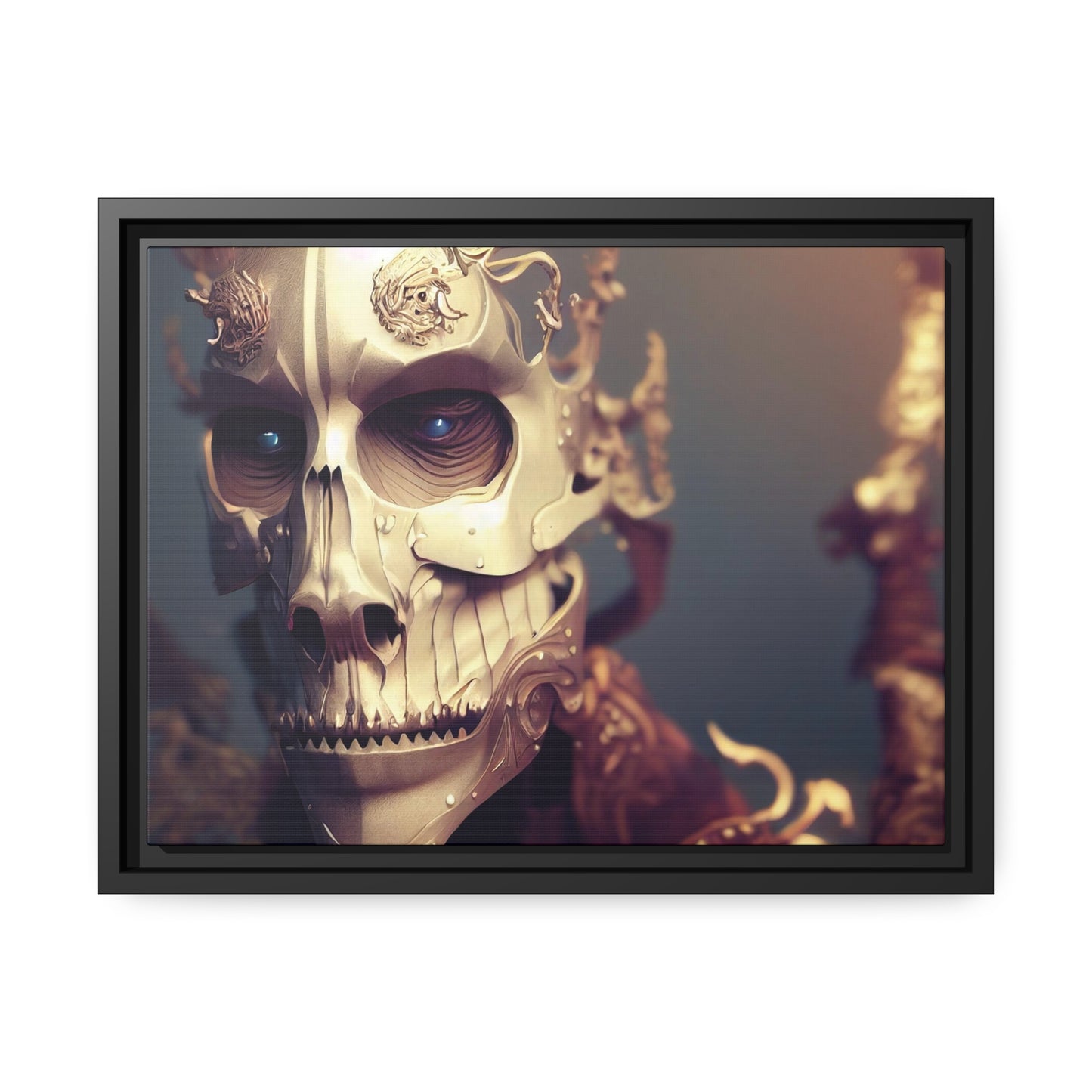 Skull AI Gen Matte Canvas, Black Frame