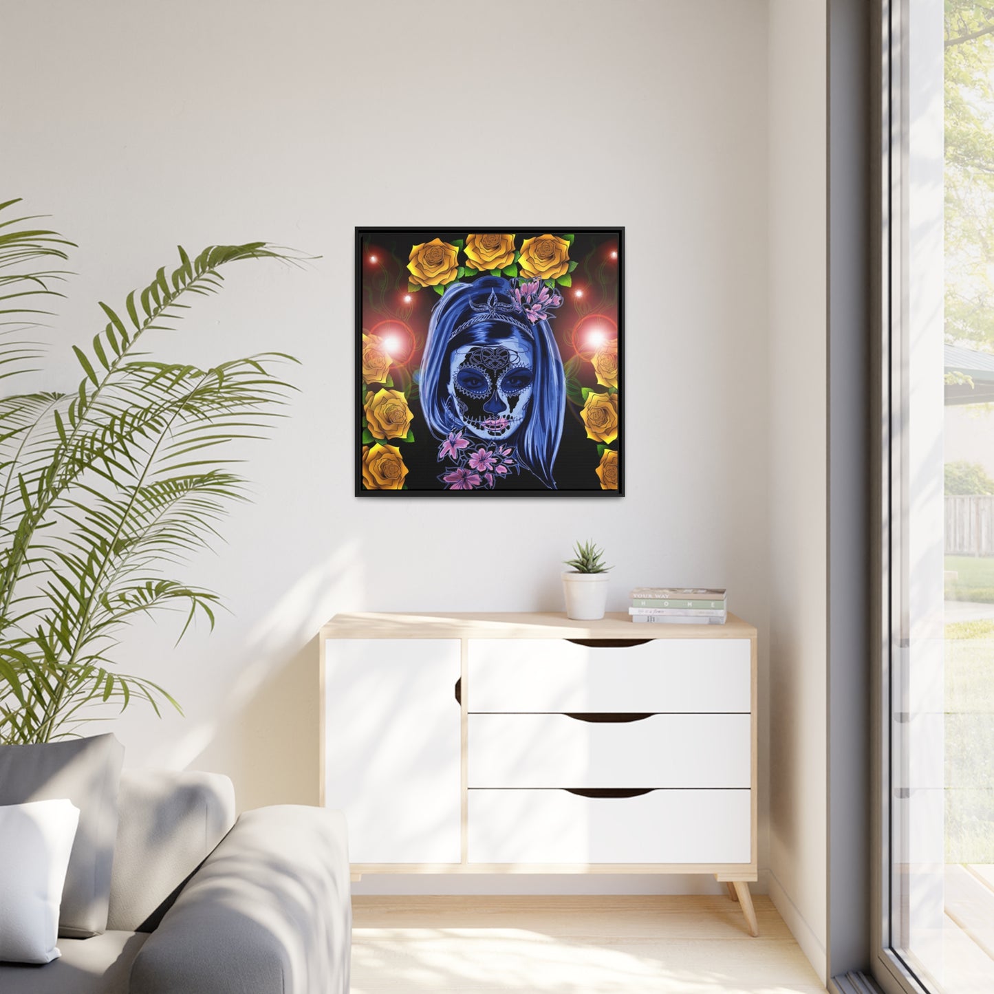 Day of the dead Matte Canvas, Black Frame
