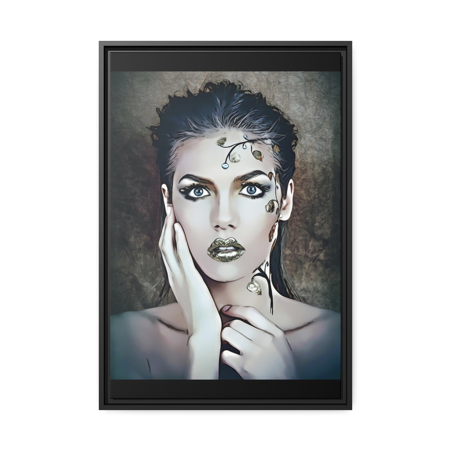 Woman Portrait Matte Canvas, Black Frame