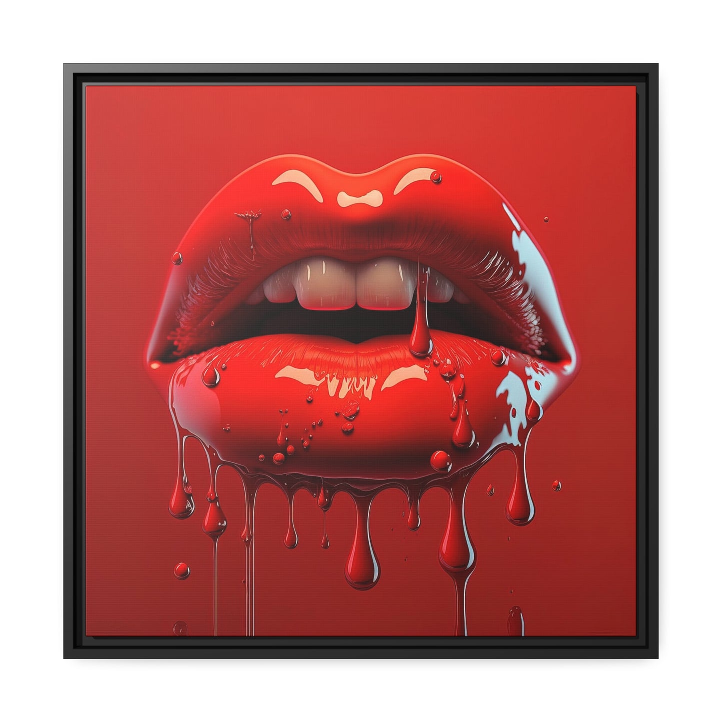 Bloody Lips Matte Canvas, Black Frame